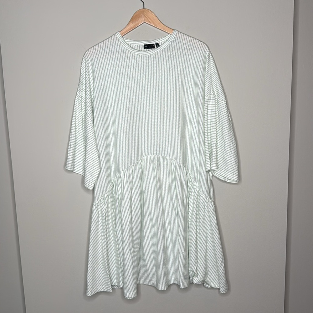 ASOS White Mini Dress with Subtle Stripes